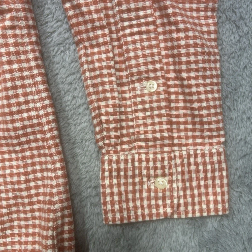 Ralph Lauren Shirt Men's M Orange Check Oxford Button Down Green Pony OCBD